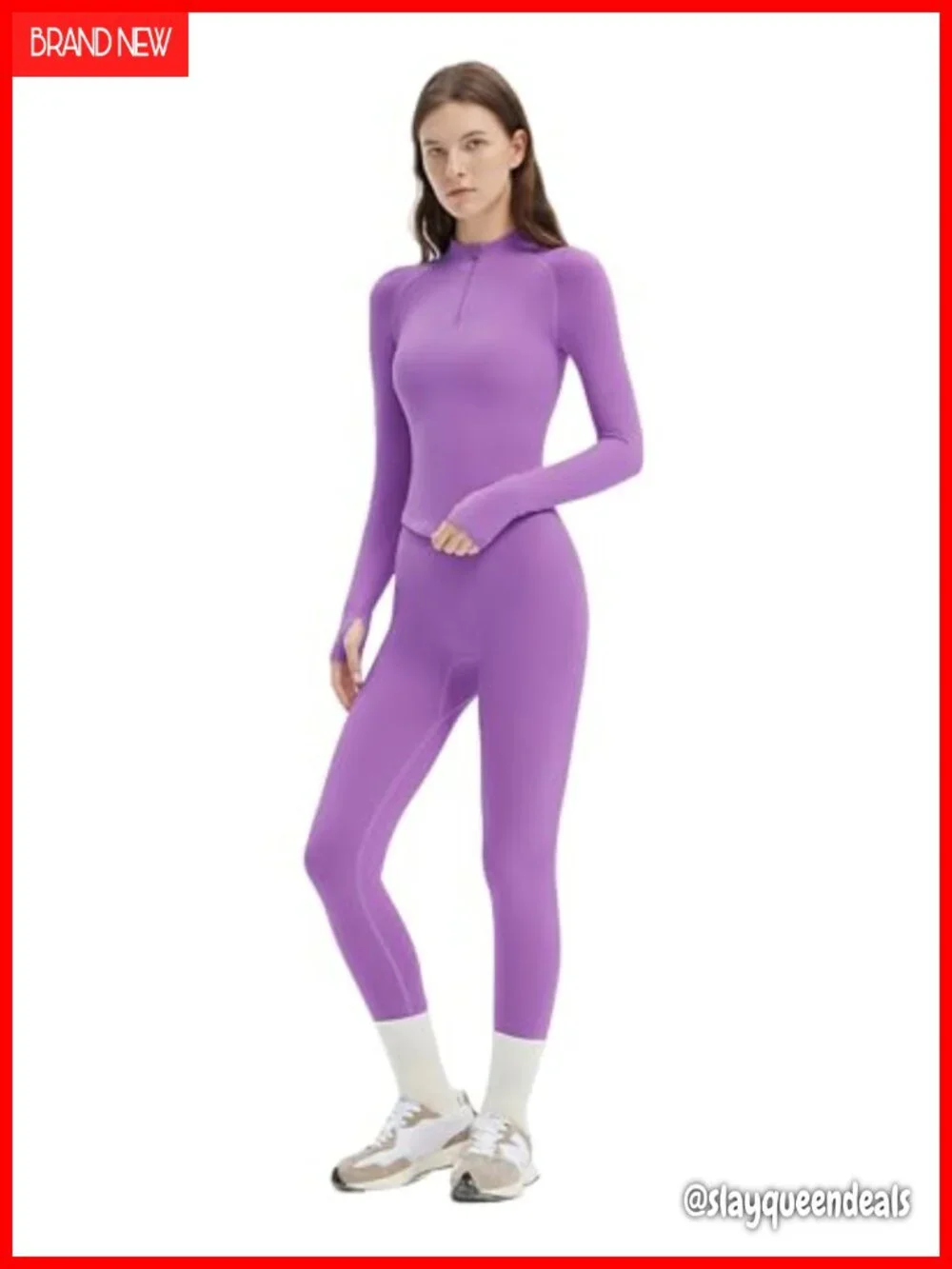Seamless Ribbed 2 Piece Workout Set Long Sleeve Half Zip Jacket Leggings Gym